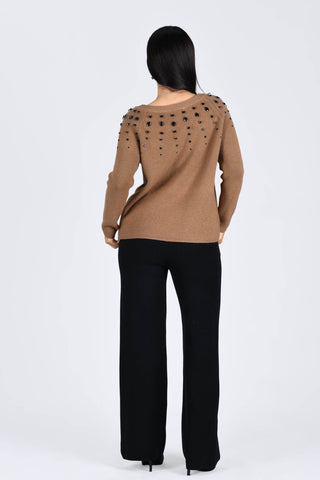 Kahve Boncuk Detaylı Hırka - 3484
