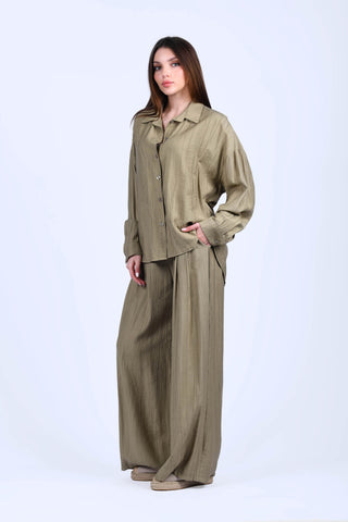 Haki Dokuma Oversize Gömlek - G01510
