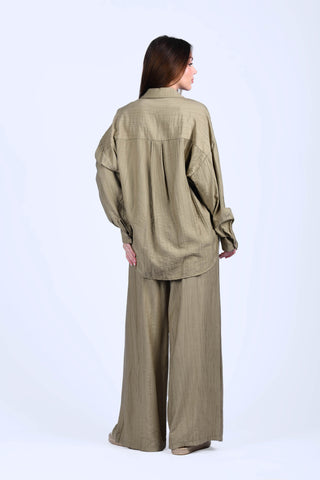 Haki Dokuma Oversize Gömlek - G01510